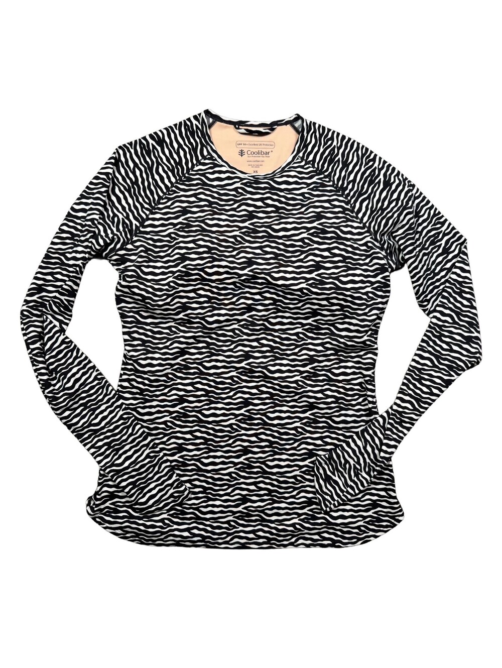 Coolibar Women XS Zebra Rash Guard Swim Shirt UPF 50+ Long Sleeve Sun Protection